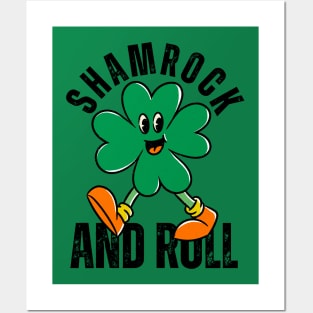 Shamrock And Roll St Patricks Day Reto Posters and Art